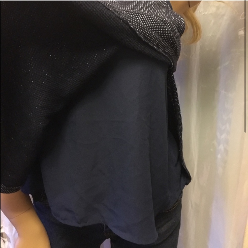 NWT Anthropologie Deletta Navy Silver Glitter Layered Tank Top XXS - Picture 7 of 9